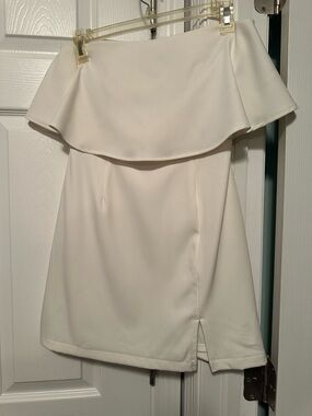 Lulu's White/Cream Off-Shoulder Ruffle Mini Dress